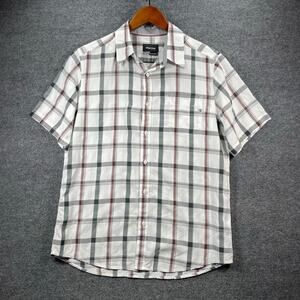 Marmot Button Up Shirt Men's Medium Gray/White Tattersall SS Casual